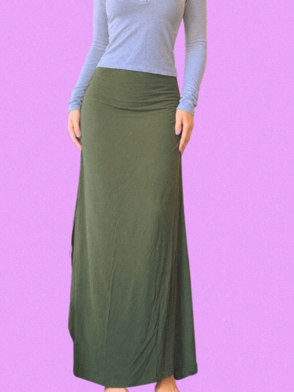 Women's Olive Green Maxi Skirt